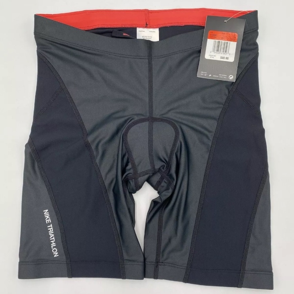 NWT [Nike] Cycling Padded Triathlon Shorts w/ Drawstring Black/Grey Womens Sz XS